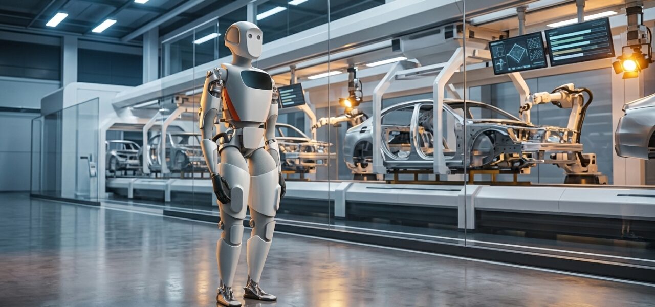 Robot humanoide Apptronik Apollo en el interior de una planta de fabricación de automóviles de lujo