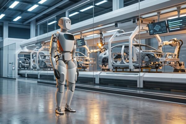 Robot humanoide Apptronik Apollo en el interior de una planta de fabricación de automóviles de lujo